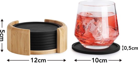 Absorberende onderzetters voor dranken met houder - 6 stuks