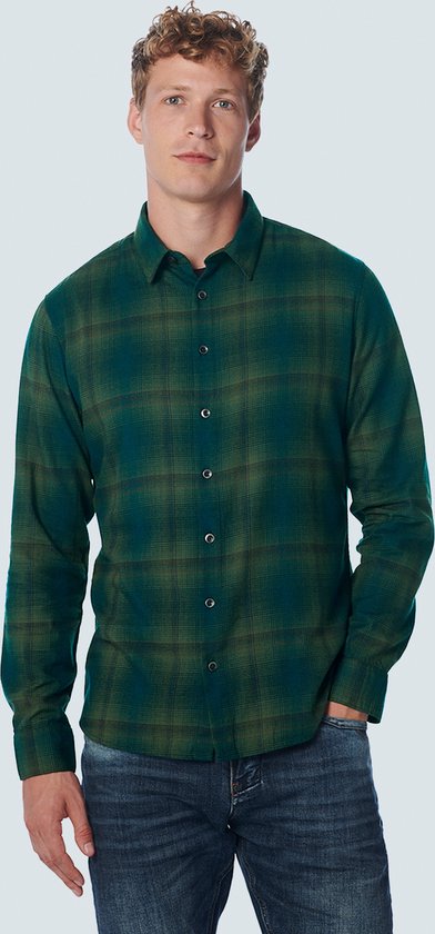 No Excess Mannen Bedrukt Overhemd Donker Groen XL