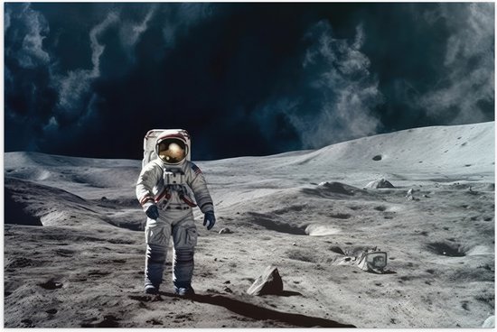 Poster (Mat) - Astronaut - Planeet - Mens - Ruimte - Pak - 60x40 cm Foto op Posterpapier met een Matte look