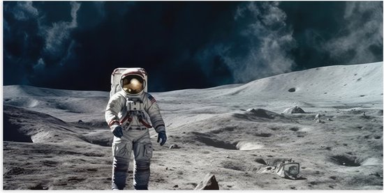 Poster Glanzend – Astronaut - Planeet - Mens - Ruimte - Pak - 100x50 cm Foto op Posterpapier met Glanzende Afwerking