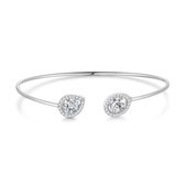 Twice As Nice Armband in zilver, open bangle, ovaal en druppel 6 cm