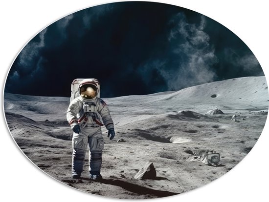 PVC Schuimplaat Ovaal - Astronaut - Planeet - Mens - Ruimte - Pak - 80x60 cm Foto op Ovaal (Met Ophangsysteem)