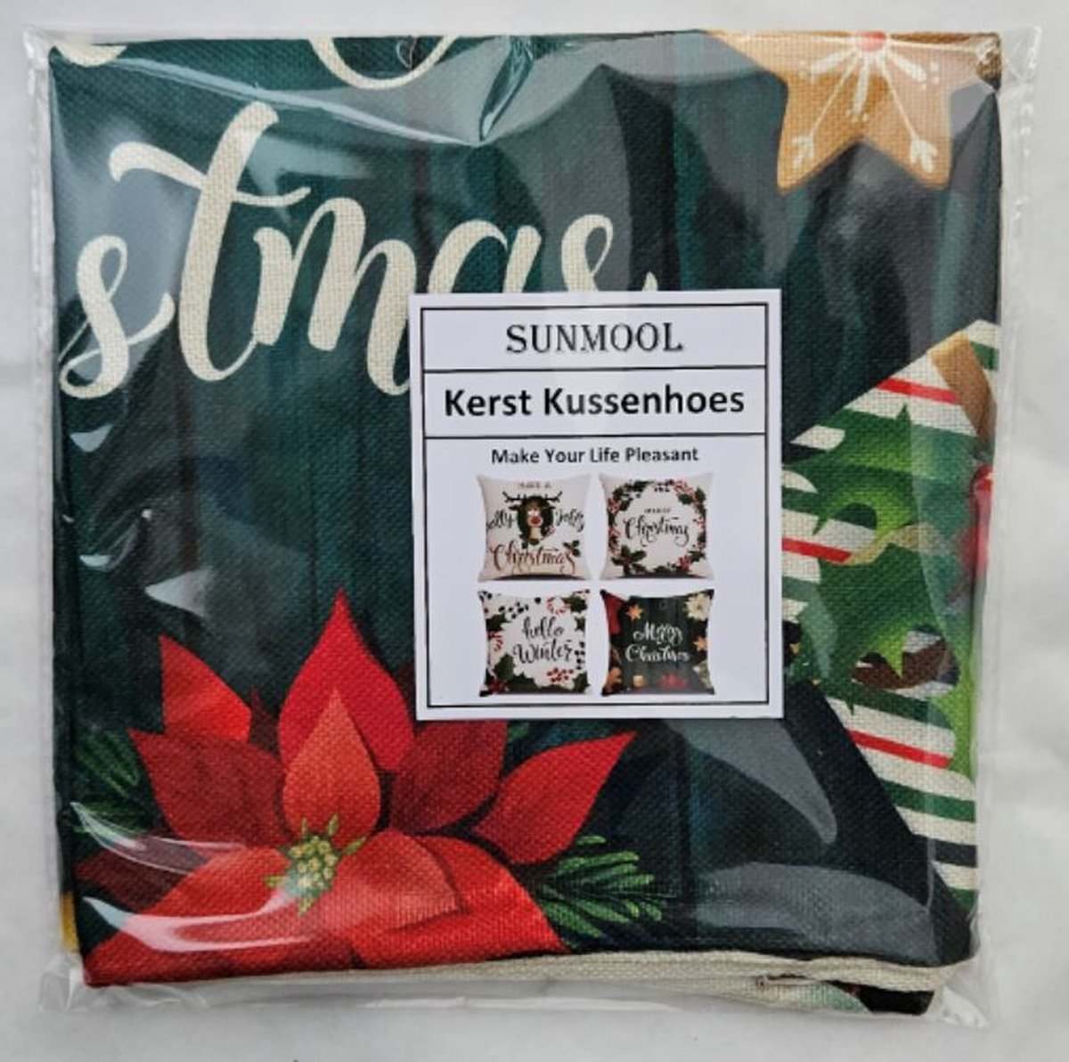 SUNMOOL Kerst Kussenhoes - Kussenhoes - Pillow cover - 45 x 45cm - Groen - 1Stuk – foto 3