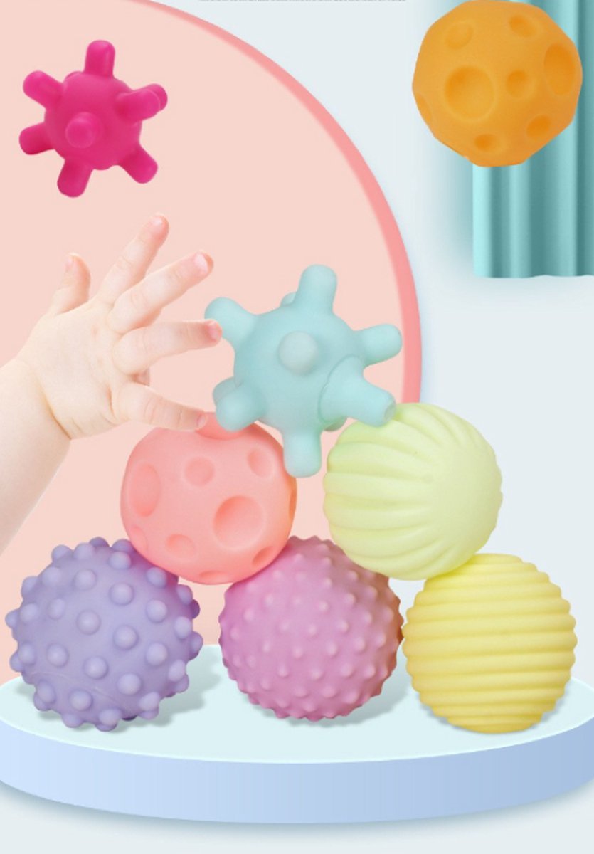 LUDI Assortiment de 8 balles sensorielles Marron - Jouet d'éveil - Éveil et jeux