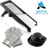 AQTVA Mandoline - Groentensnijder - Steel Mandoline - Slicer Dicer - Roestvrij - Keukensnijder - uien snijder - Multifunctioneel - keuken rasp + EXTRA beveiliging handschoen