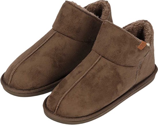 Foto: Apollo pantoffels heren boots suede taupe maat 41 42 sloffen hoog model harde zool met grip