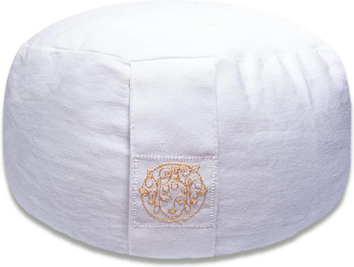 Yogakussen - 31cm rond - 18cm zithoogte - Meditatiekussen voor yoga - Wasbare hoes van ÖkoTex biologisch katoen - gevuld met speltschillen van Bioland Demeter molen - Zafu reiskussen