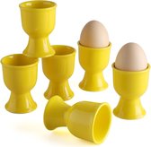 Keramische eierdopjes 6 stuks porseleinen eierstandaard voor zachte hardgekookte eieren voor ontbijt (geel)