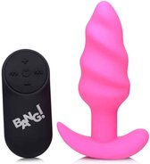 XR Brands Vibrating Silicone Swirl Butt Plug with Remote Control pink