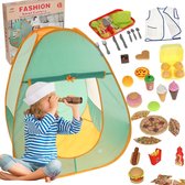 Tente de jeu Enfants - Camping amusant - avec accessoires - 62 ele. - Auto-pliable