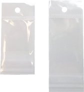Sachets en cellophane transparent 38x63mm avec boucle de suspension avec bande autocollante (100 pièces)