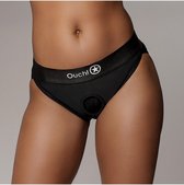 Shots - Ouch! OU828BLKML1 - Vibrating Strap-on Hipster - Black - M/L