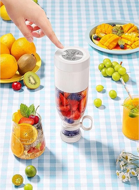 ZYLARO Blender - Smoothie Maker - Draagbare Smoothie Maker To Go Draadloos Mini Blender Oplaadbare 450 Ml Creme Oranje