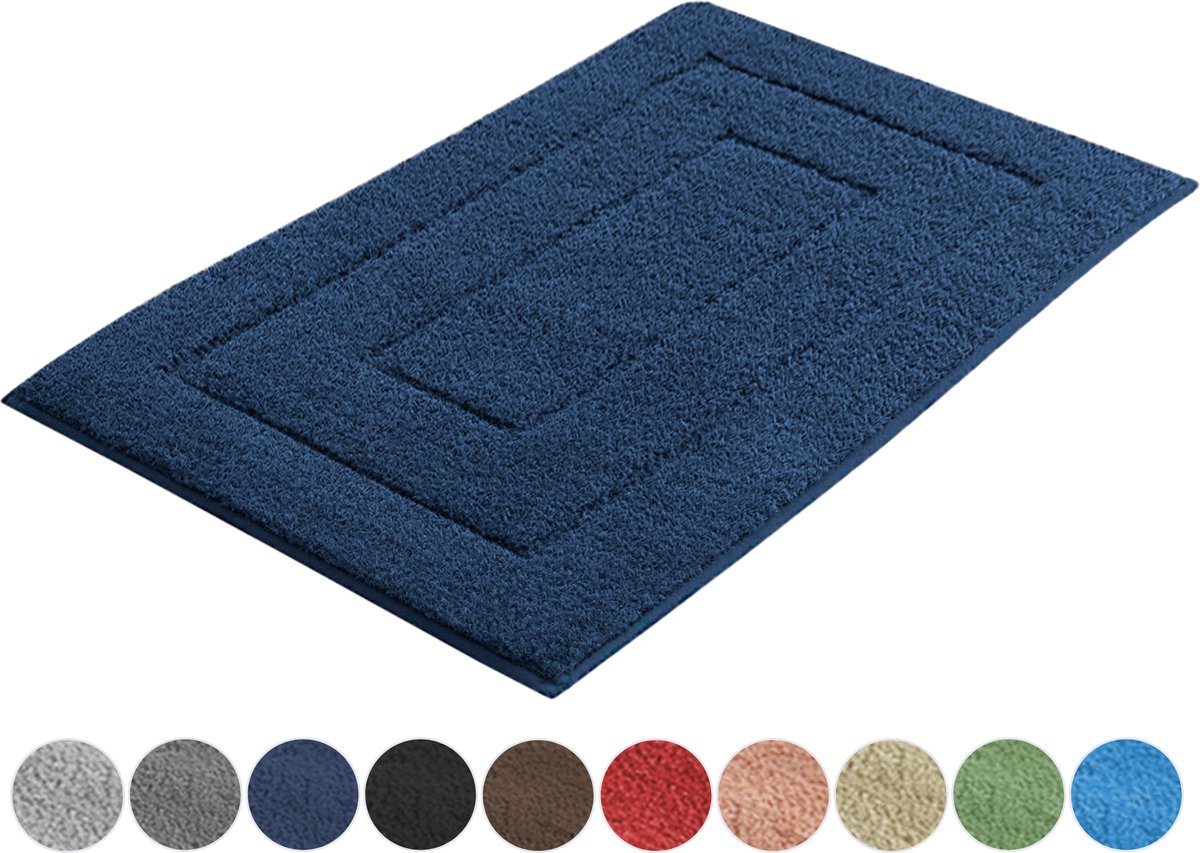 AKSA Home® Badmat 50x80 cm - Douchemat antislip - Badmat antislip - Badkamermat - Donkerblauw