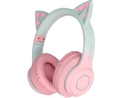Doobs Cathy Kinder koptelefoon | Bluetooth 5.1 | Katoor | RGB LED | Draadloos | Comfort - roze