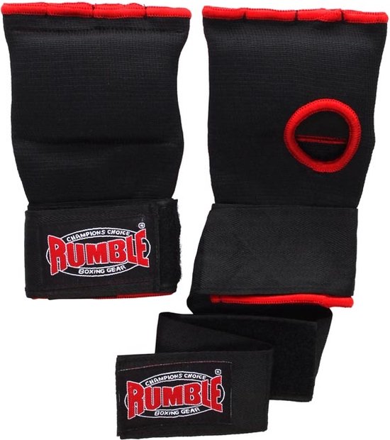 Rumble - Binnenhandschoenen Boksen - Bandage Boksen - Zwart-Rood met Stevige strap XS - Rumble