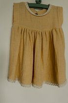 Meisjes jurk - babyjurk - maat 74 met kant - Geel - ( Handgemaakt Sweet Baby Bedstraw )