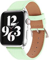 Bracelet en cuir MY PROTECT® pour Apple Watch Series 1/2/3/4/5/6/7/8/SE 48/40/41mm - Bracelet en cuir iWatch - Fermeture à boucle - Vert pastel