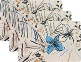 Set de table/mat - 6x - motif feuille/fleur - 44 x 28 cm - décoration de table