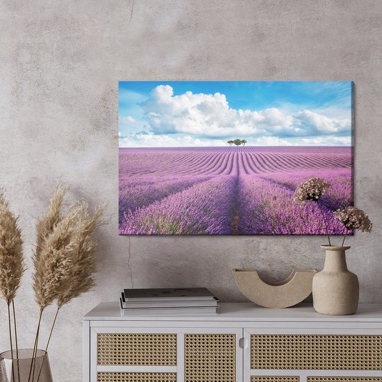 Schilderijkoning - Canvas Schilderij Lavendel Veld - 100 x 70 cm