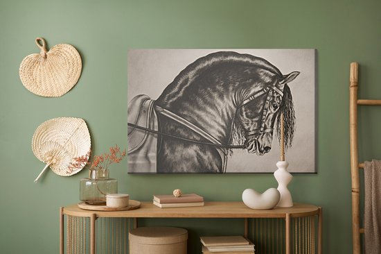 Schilderijkoning - Canvas Schilderij Geschetst Paard - 40 x 30 cm