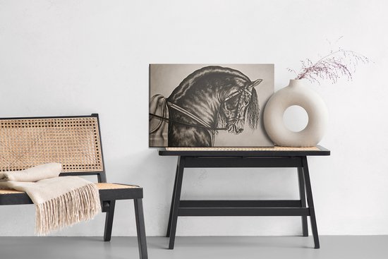 Schilderijkoning - Canvas Schilderij Geschetst Paard - 40 x 30 cm