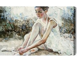 Schilderijkoning - Canvas Schilderij Ballerina Voor De Show - 120 x 80 cm