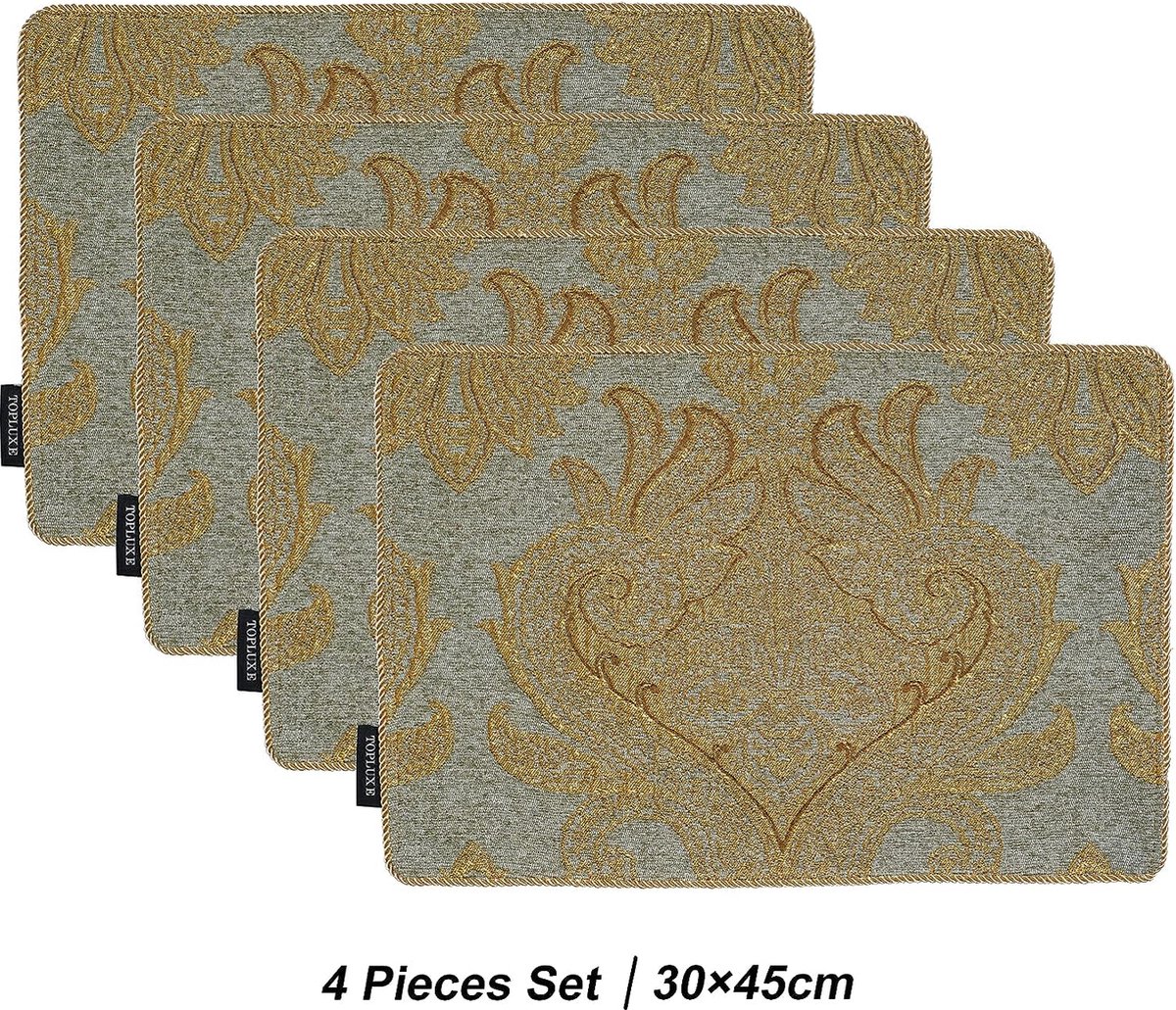 Placemats set van 4 Jaquard placemats, afwasbaar, 30 x 40 cm