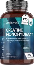 WeightWorld Creatine Monohydraat - 3000 mg - 270 vegan creatine monohydrate tabletten voor 3 maanden