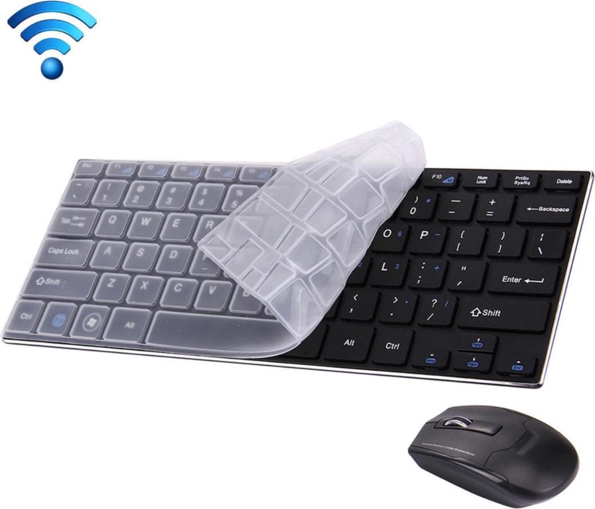 Keyboard Gaming - toetsenbord HK3910 2,4 GHz draadloos 78-toetsen Metalen ultradun toetsenbord met toetsenbordafdekking (Zwart)