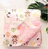 OT Trends Baby Blanket Crib Bébé Wrap - Doublure douce - 100 x 75 cm rose avec motif animal