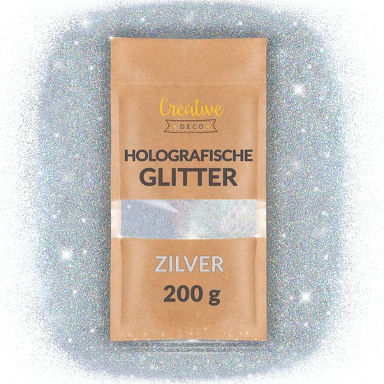 Foto: Creative deco 200g glitter zilver knutselen handwerk schilderen nagellak holografische glitter 