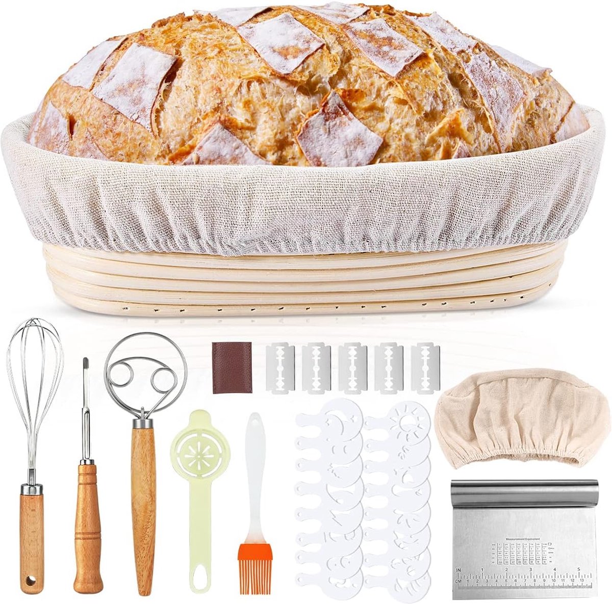 Acheter Panier à pain de 6 tailles, bol de pâte à pâtisserie, paniers  d'épreuve pour le levain, lame de pain, grattoir, outil de démarrage, boîte  d'épreuve de pot