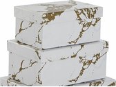 Set van opstapelbare opbergboxen DKD Home Decor Gouden Wit Karton