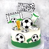 taarttopper voetbal - happy birthday - 5 setjes - 30 toppers - verjaardag - taartdecoratie - voetballen - cake - versiering - voetbal thema - voetbalfeest