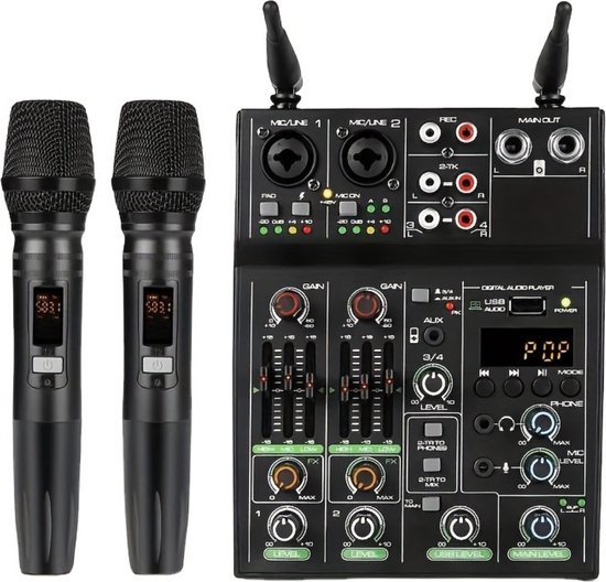 Arvona Mengpaneel met Twee Microfoons - Mengpaneel DJ - Mengpaneel Mixer -  Bluetooth -... | bol