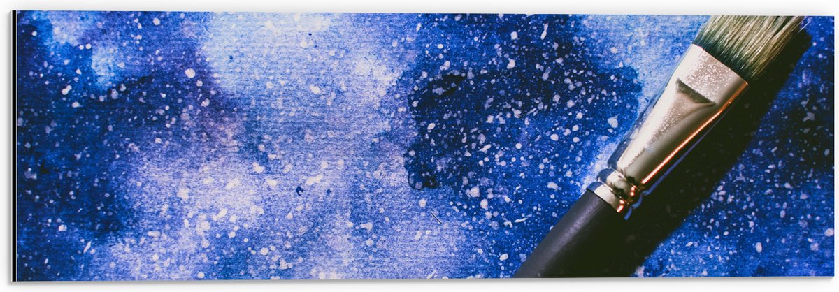 Dibond - Schilderen - Kwast - Heelal - Creatief - Verf - 60x20 cm Foto op Aluminium (Met Ophangsysteem)