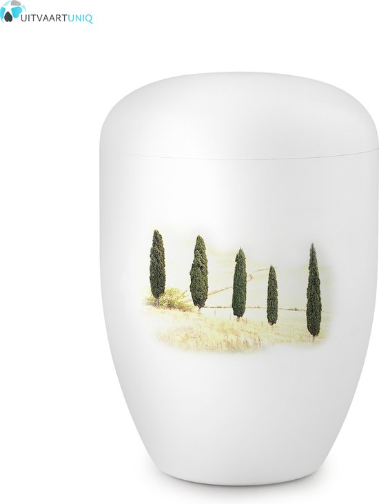 Eco urn wit toscaans landschap - bio (biologisch afbreekbaar)