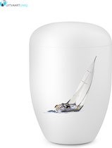 Eco urn wit zeilboot - bio (biologisch afbreekbaar)