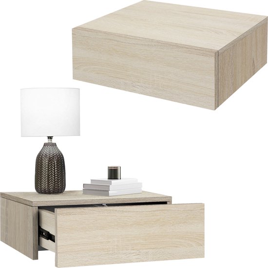 Wandplank met lade zwevend 46x30x15 cm houtkleurig | premiumXL