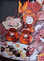 Denza - Diamond painting chocola met koffie 40 x 50 cm volledige bedrukking ronde steentjes direct leverbaar - kop koffie - service
