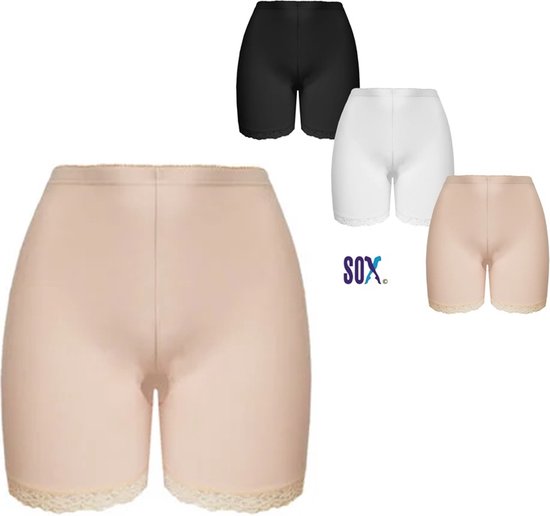 SOX Boxershort in Ultrazachte Katoen Dames met lange pijpen en kruisje Beige XL