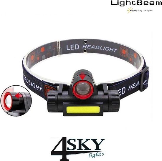 COB LED HOOFDLAMP - MET 3 FUNCTIES - Glow Specialist
