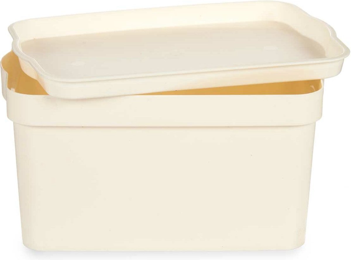 Goedkoopste Opbergbak met Deksel Crème Plastic 2,3 L 13,5 x 11 x 20 cm (24 Stuks