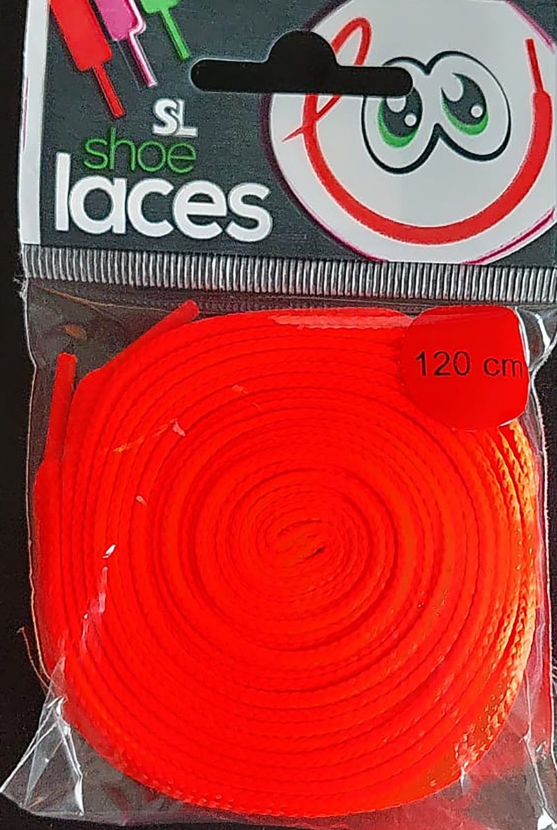 SL Fashion - 1 paar platte mode schoenveters - neon fluor oranje - 90cm lang - Nederlands product