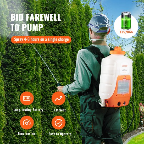VEVOR Tuinsproeier Sprayer Accu Rugspuit 15L Drukspuit Sproeier Kunstmestspuit van Merkloos	 — afbeelding 4