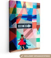 Peinture sur toile - Street art - Arc-en-ciel - Femme - Citations - One way - Photo sur toile - 40x60 cm - Canvasdoek - Peintures sur toile
