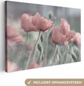 Canvas schilderij - Bloemen - Natuur - Roze - Botanisch - Foto op canvas - Canvas bloem - Muurdecoratie - 180x120 cm - Canvasdoek