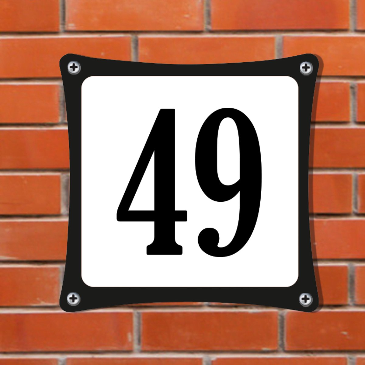 Decoporta Huisnummerbord Emaille-Look - Nummer 49 - Standaard - 10 x 10 cm | incl. schroeven