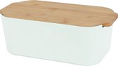 Excellent Houseware Boîte à pain avec planche à découper - blanc - bambou/plastique - 33 x 18 x 12 cm
